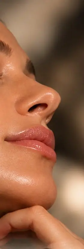 Perfil de mulher com pele firme e iluminada, bioestimulador de colágeno